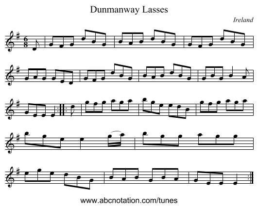 Dunmanway Lasses - staff notation