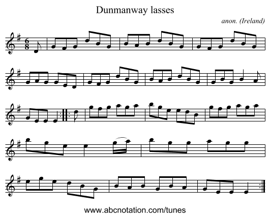 Dunmanway lasses - staff notation