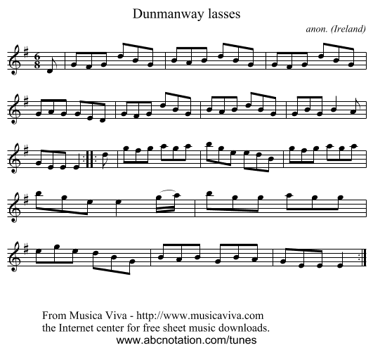 Dunmanway lasses - staff notation