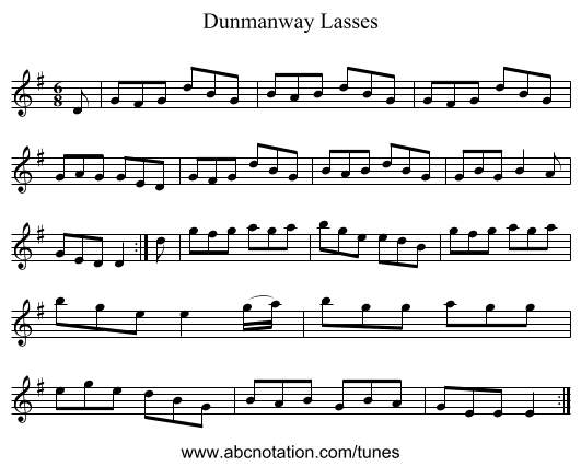 Dunmanway Lasses - staff notation