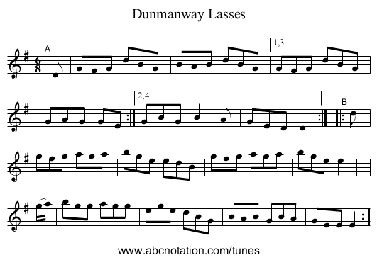 Dunmanway Lasses - staff notation