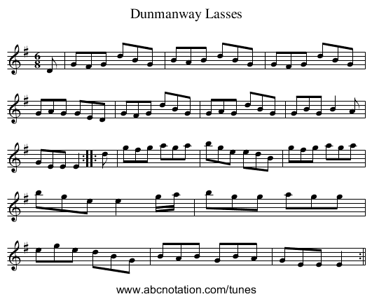 Dunmanway Lasses - staff notation