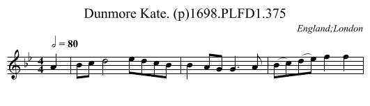 Dunmore Kate. (p)1698.PLFD1.375 - staff notation