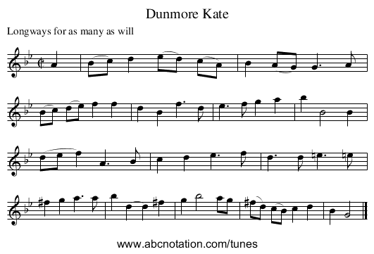 Dunmore Kate - staff notation