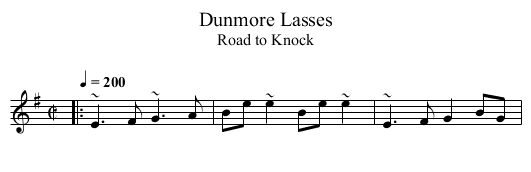 Dunmore Lasses - staff notation