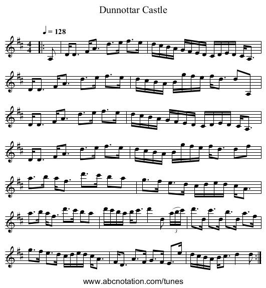 Dunnottar Castle - staff notation