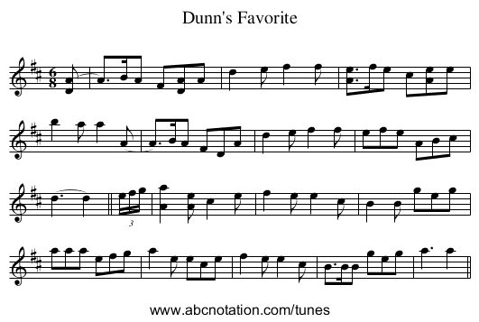 Dunn's Favorite - staff notation
