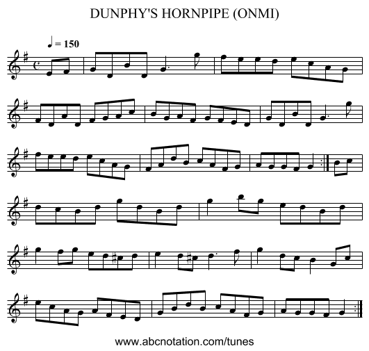 DUNPHY'S HORNPIPE (ONMI) - staff notation