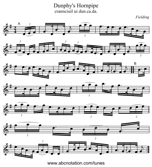 Dunphy's Hornpipe - staff notation