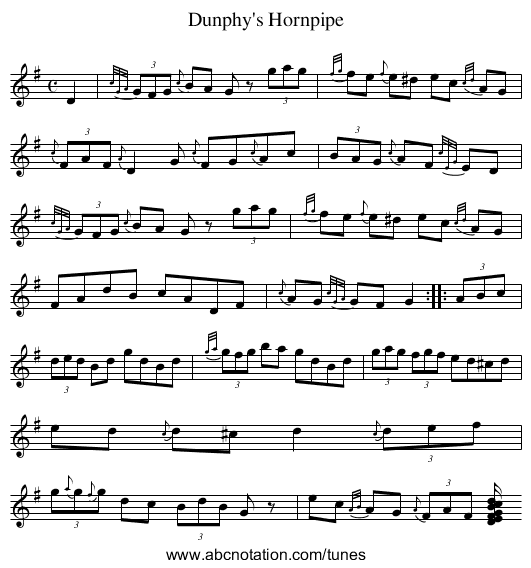 Dunphy's Hornpipe - staff notation