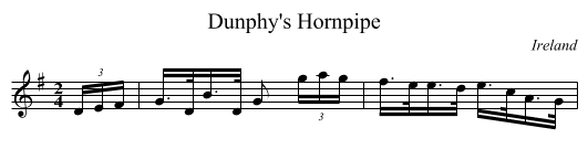 Dunphy's Hornpipe - staff notation