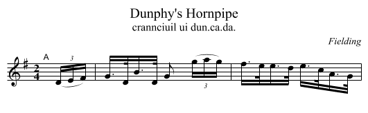 Dunphy's Hornpipe - staff notation