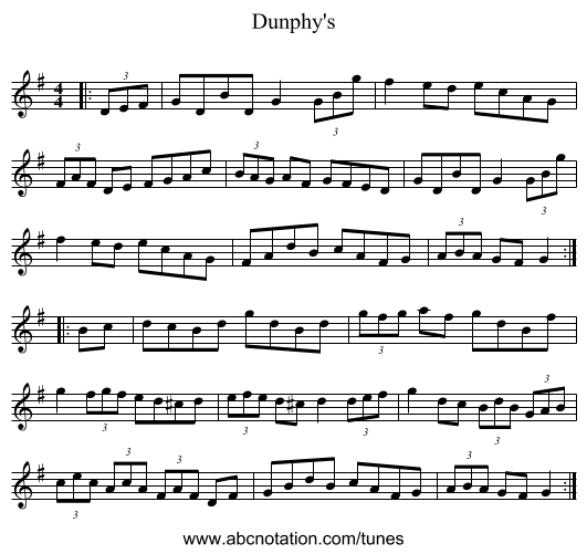 Dunphy's - staff notation
