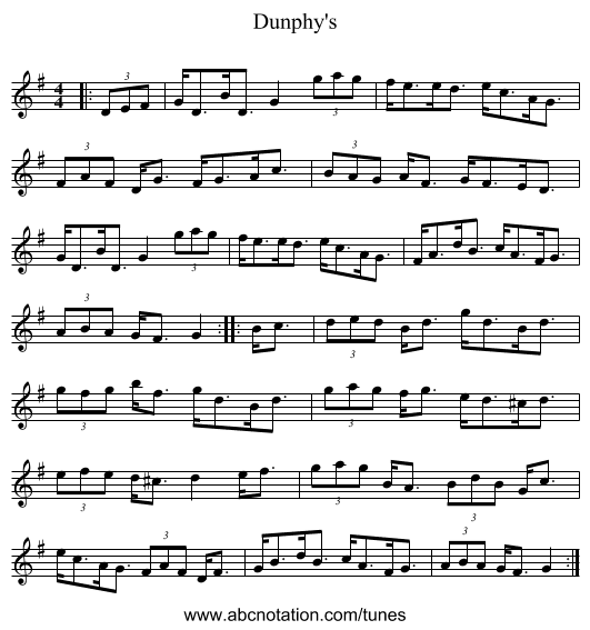 Dunphy's - staff notation