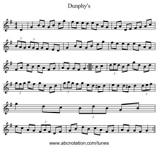 Dunphy's - staff notation