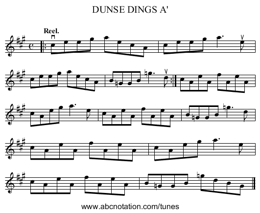 DUNSE DINGS A' - staff notation