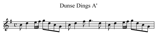 Dunse Dings A' - staff notation