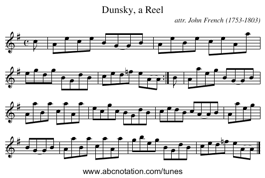 Dunsky, a Reel - staff notation