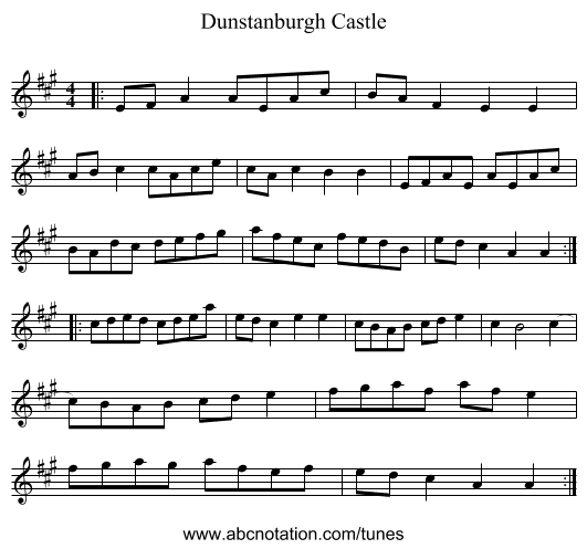 Dunstanburgh Castle - staff notation