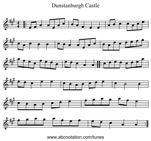 Dunstanburgh Castle - staff notation