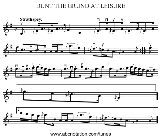 DUNT THE GRUND AT LEISURE - staff notation