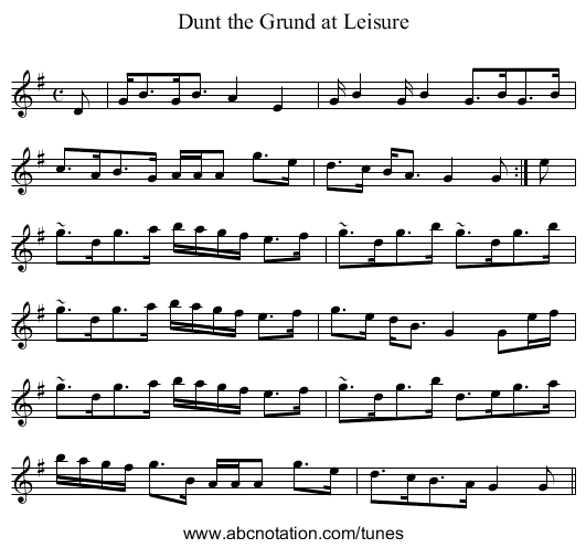 Dunt the Grund at Leisure - staff notation