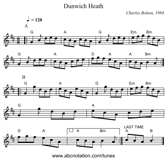 Dunwich Heath - staff notation