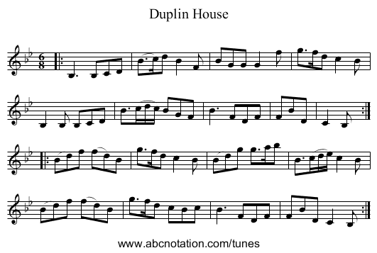 Duplin House - staff notation
