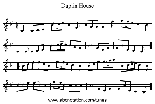 Duplin House - staff notation