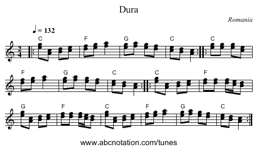 Dura - staff notation