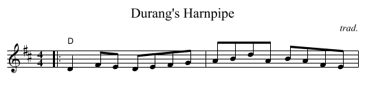 Durang's Harnpipe - staff notation