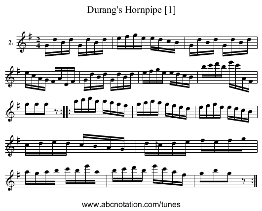 Durang's Hornpipe [1] - staff notation
