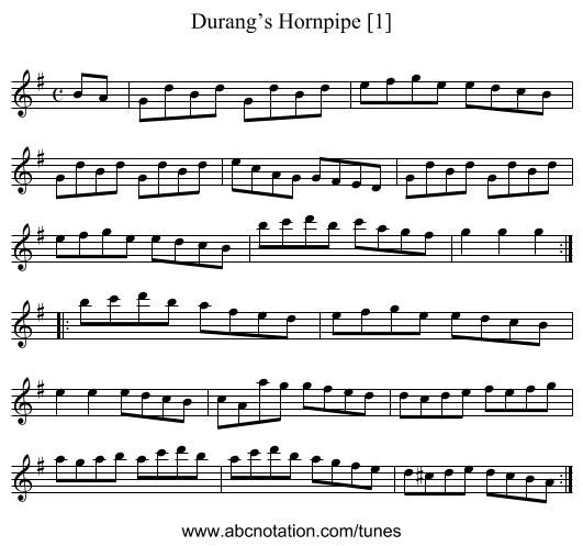 Durang’s Hornpipe [1] - staff notation