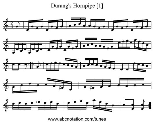 Durang's Hornpipe [1] - staff notation