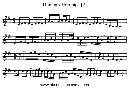 Durang's Hornpipe [2] - staff notation