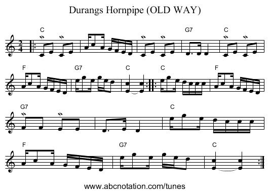 Durangs Hornpipe (OLD WAY) - staff notation