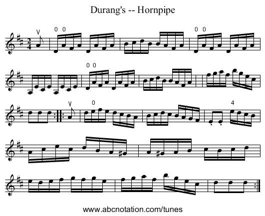 Durang's -- Hornpipe - staff notation