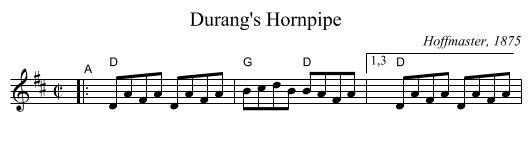Durang's Hornpipe - staff notation