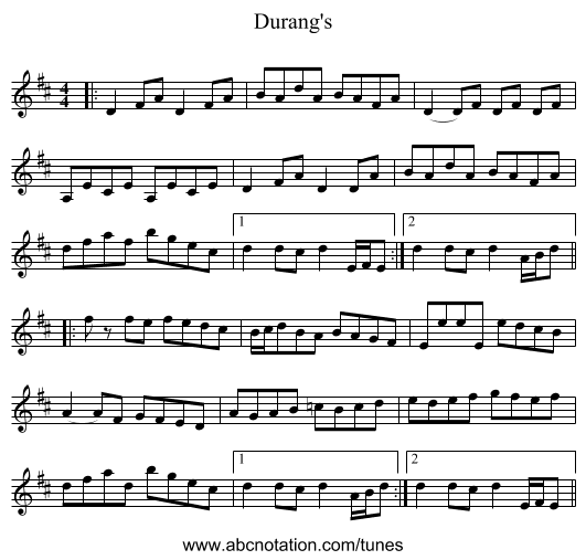 Durang's - staff notation