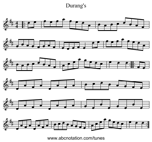 Durang's - staff notation