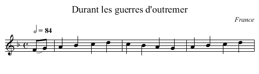 Durant les guerres d'outremer - staff notation