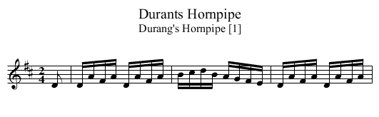 Durants Hornpipe - staff notation
