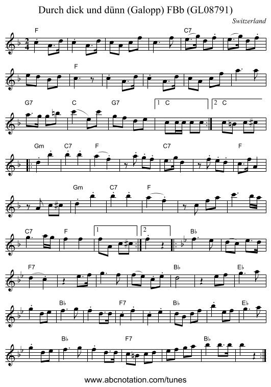 Durch dick und dünn (Galopp) FBb (GL08791) - staff notation