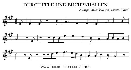 DURCH FELD UND BUCHENHALLEN - staff notation