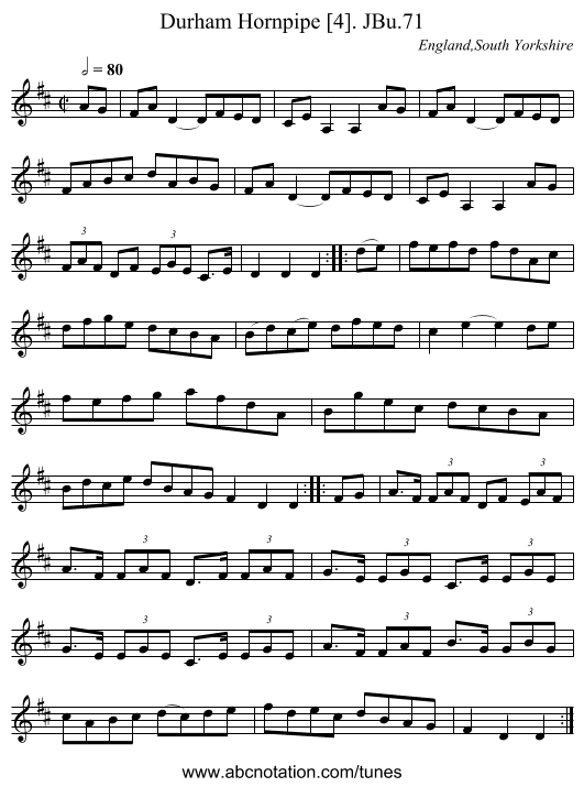 Durham Hornpipe [4]. JBu.71 - staff notation