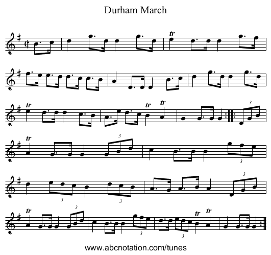 Durham March - staff notation