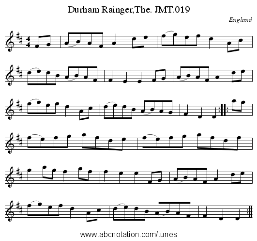 Durham Rainger,The. JMT.019 - staff notation