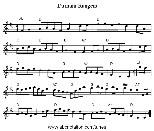 Durham Rangers - staff notation