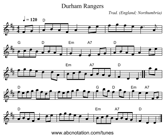 Durham Rangers - staff notation
