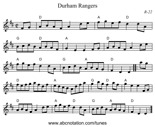 Durham Rangers - staff notation